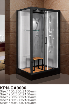Kamar mandi sudut dengan desain modern dan instalasi berdiri bebas