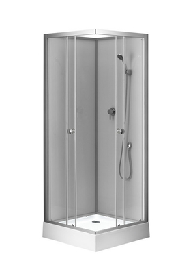 800X 800 X 2250mm Kaca Shower Kios Dengan Bingkai Aluminium Perak